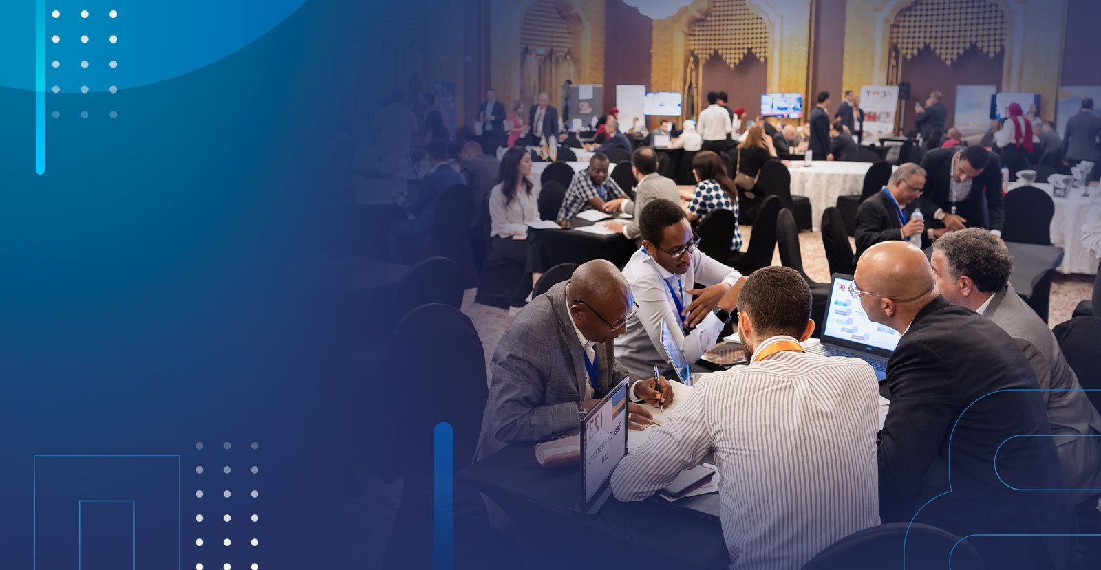 Business representatives in a one-to-one matchmaking meeting