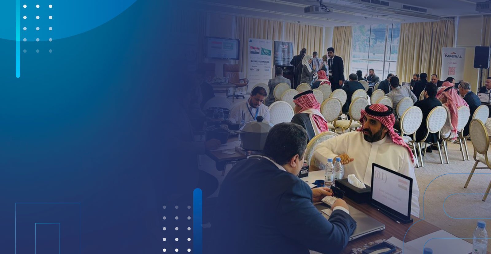 International business delegates holding scheduled meetings